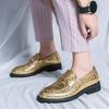 Мужские туфли с золотой крошкой из кожи, заостренный носок - Business Casual в британском стиле