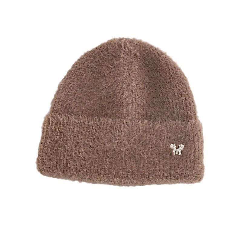 Autumn and Winter Hats for Women Plush New Korean Knitted Hats Versatile Warm Ear Protection Thickened Fashionable Wool Hats