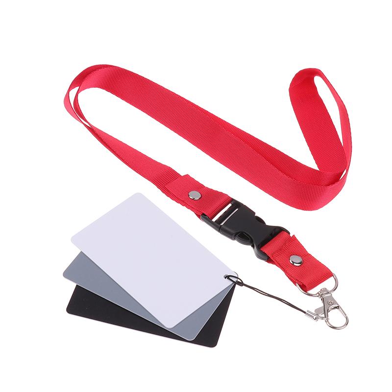 3 In1 Pocket-Size Digital White Black Grey Balance Card 18% Gray Card Calibration Camera Checker With Neck Strap For Photography
