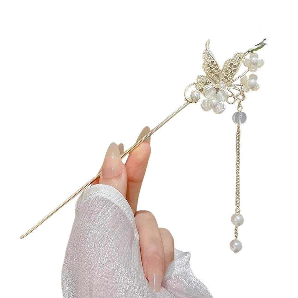 Kanzashi hair accessory simple stylish butterfly single pin bun traditional clothing yukata hanfu holder ceremonies weddings everyday use ladies gift