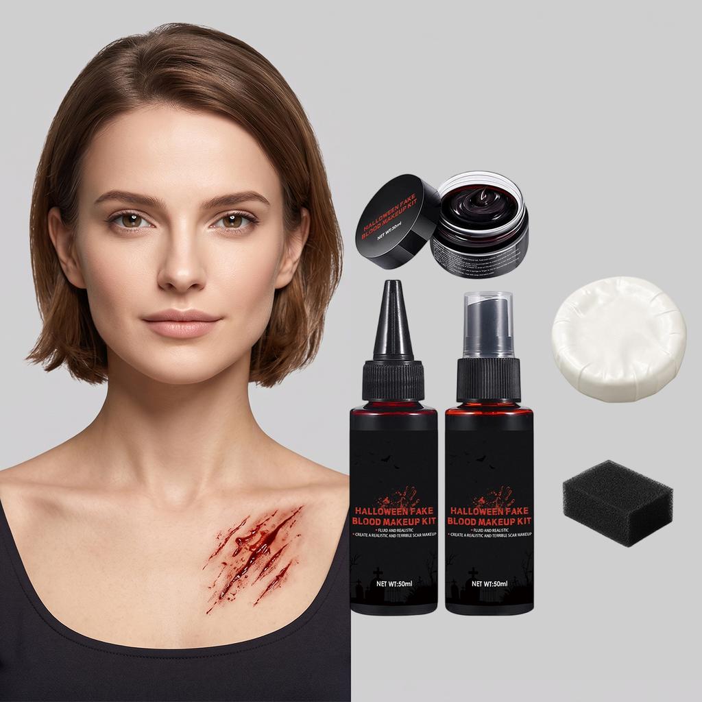 AMZ Halloween Fake Blood Makeup Kit Simulation Cosplay Prop for Themed Party