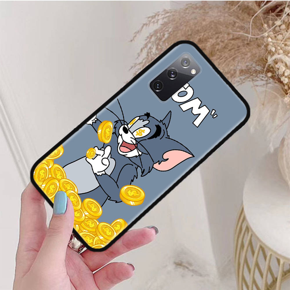 Черный чехол для Xiaomi Poco X6 X4 M5 M6 F5 F6 C65 C55 C50 C51 C40 Pro Redmi 14C A3X 13C 12C 11T 10A 9C Note 7 6 8A Plus C-43 милый кот Том Джерри мышь