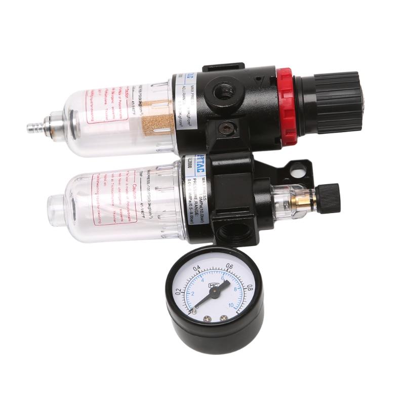 G1/4" In Line Air Compressor Filter Regulator Gauge Trap Oil-Water Filter Air Separator Pressure Regulator Airbrush Compressor