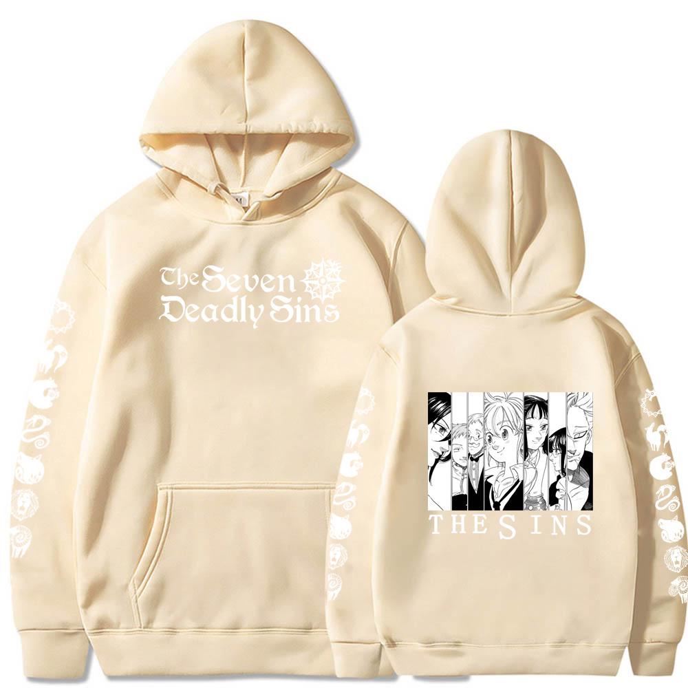 Мужская/женская толстовка с капюшоном из японского аниме «Семь смертных грехов» с принтом унисекс в стиле хип-хоп, уличная одежда, пуловер, одежда