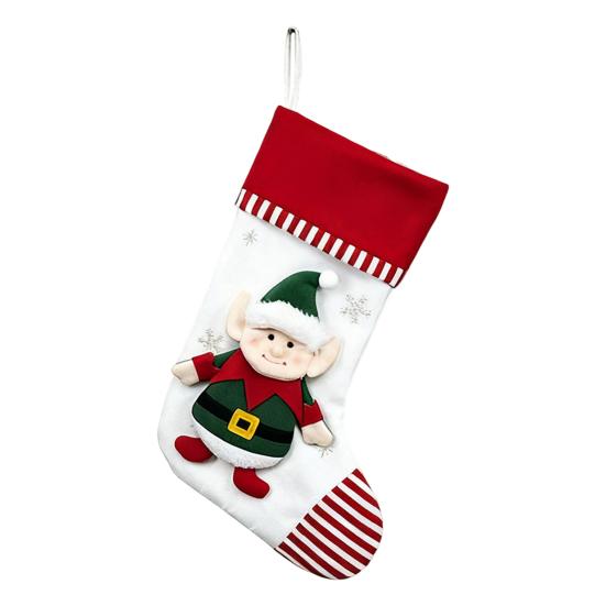 3D Christmas Stocking Santa Snowman Reindeer Cat Dog Pattern Traditional Holiday Hanging Stocking Fireplace Decor