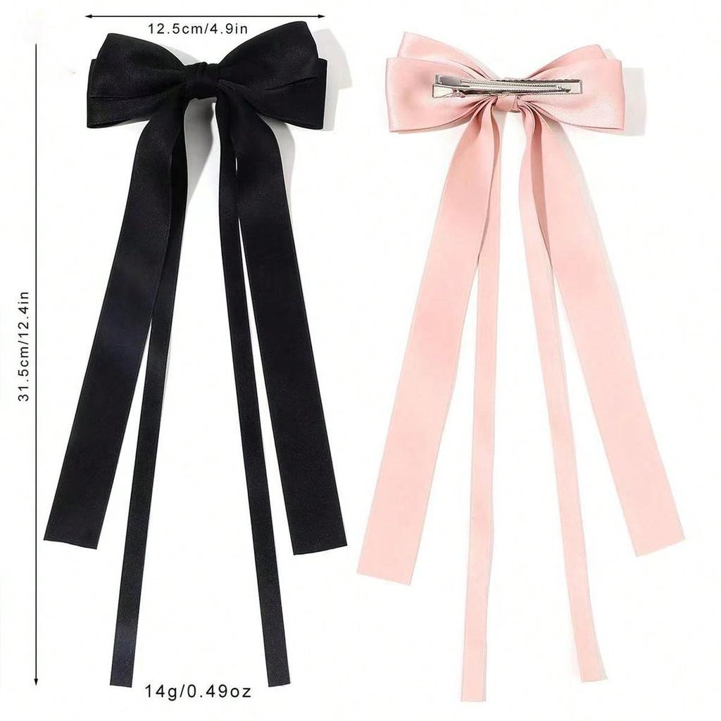 1pc Multi-color Cute Hair Clip, Bow Hair Clip, Long Tail Bow Hair Accessory, Large Ribbon Bow Satin Hair Clip