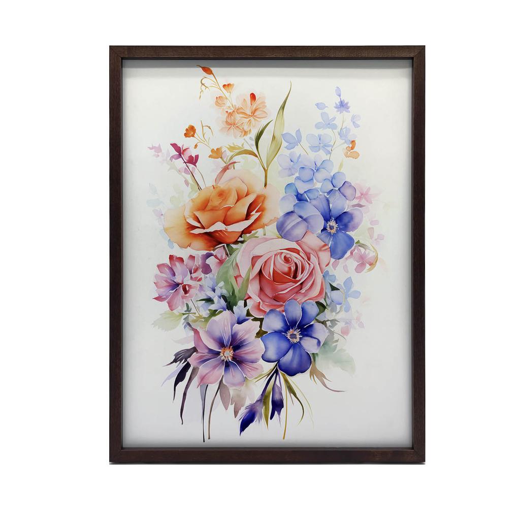 Ethereal Garden Bouquet Ethereal Garden Bouquet, 30X40 Cm, Dark Brown Wooden Frame, 230 Gsm Matte Paper