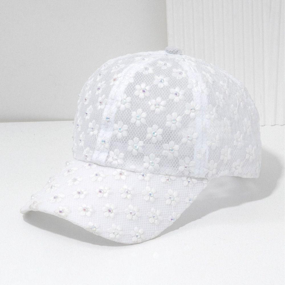Lightweight Summer Baseball Cap Flower Embroidery Outdoor Sun Hat Female Fashion