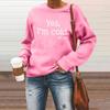 Осенне-зимний модный женский повседневный пуловер с длинными рукавами, свитер, топы, забавные толстовки с буквенным принтом «Да, мне холодно»