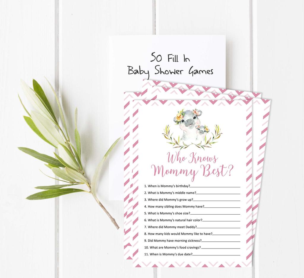 Inkdotpot Игровой набор Baby Shower из 50 игр BabyA AlphabetA ABCA Игра Бегемот Девочка Пол Нейтральная Вечеринка