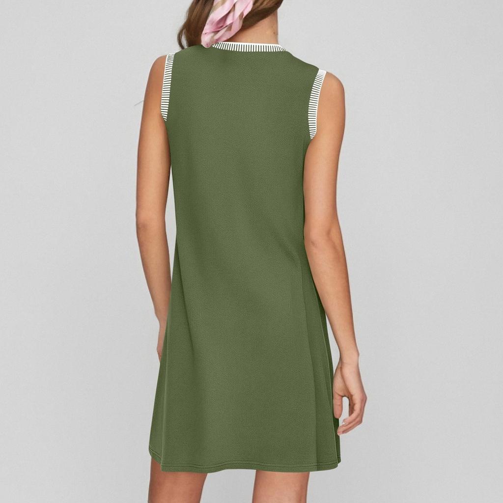 Женское модное однотонное платье-пуловер без рукавов с круглым вырезом