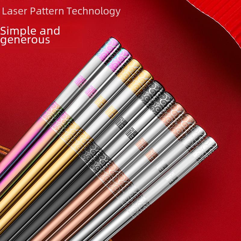 304 Stainless Steel Square Non-Slip High-Temperature Resistant Chopsticks Set for Home and Hotel Use