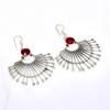 Mozambique Garnet Gemstone 925 Silver Plated Handmade Jewelry Earring 2.12"
