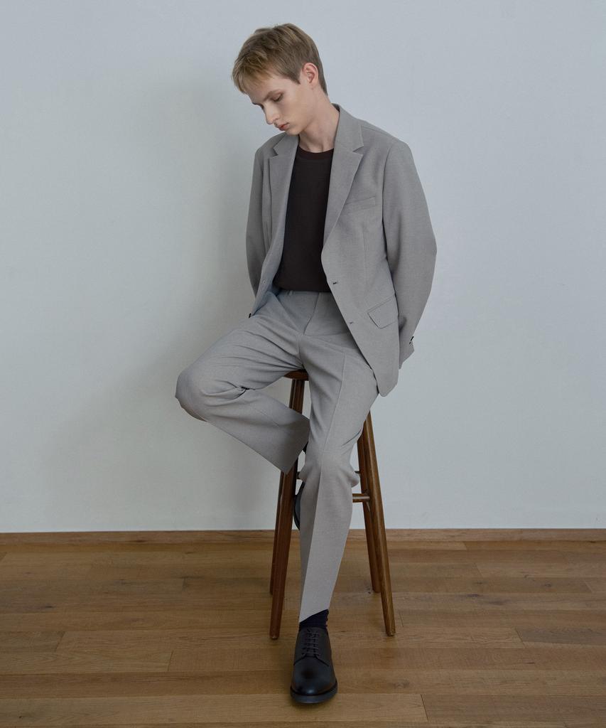 Mindbridge [Set][Cool] Two-Tone Knit Regular Fit Jacket Set-Up Light Beige
