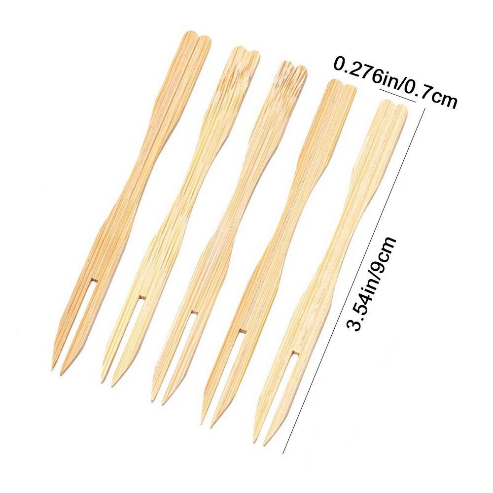 200 Pieces Mini Size Disposable Fruit Fork Bamboo Fruit Picks Portable Appetizer Forks Restaurant
