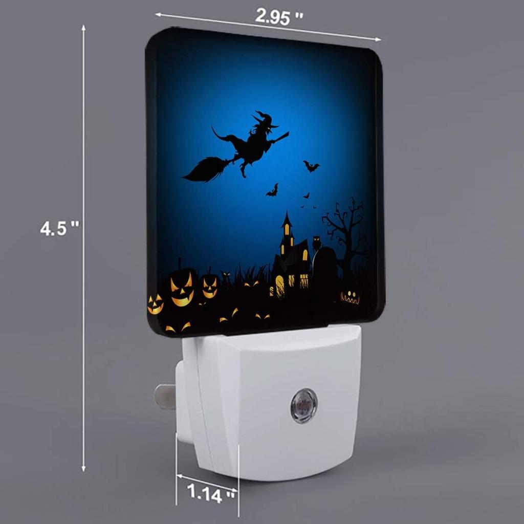 Замок и ведьма подключаемый ночник автоматический от заката до рассвета оранжевая тыква черные летучие мыши Хэллоуин ночники умный сенсор светодиодный ночник лампа для спальни