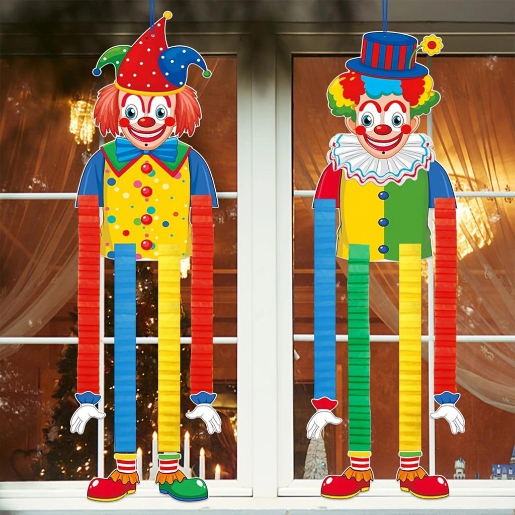 2 шт. Фигурка клоуна, подвесное украшение, складной бумажный клоун, украшение для дня рождения, Хэллоуина, карнавала, фестиваля