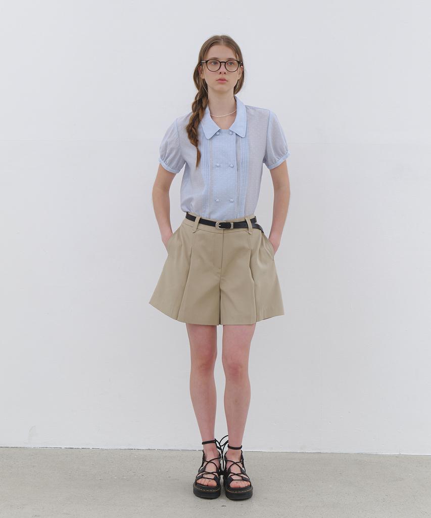 CLUNY Minimal Strap High Waist Shorts - Beige