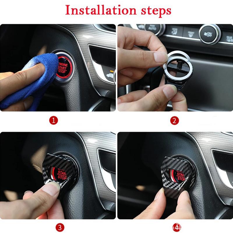 Car Start Button Cover Vehicle Interior Engine Ignition Protection A Button Start Stop Cover Vehicle Interior Anti-Scratch Metal