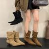 2025 New Niche Design Pleated Pile Boots Women's Low Heel Pointed Short Boots Women's Western Boots