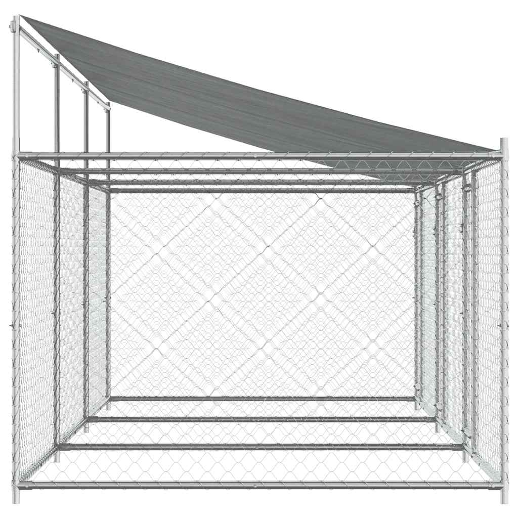 Dog Kennel with Roof and Doors Gray 6x2x2 m Galvanized Steel