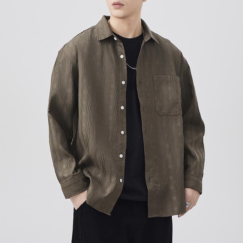 Новая весенняя японская ретро мужская рубашка свободного кроя в полоску, повседневная американская рубашка-куртка