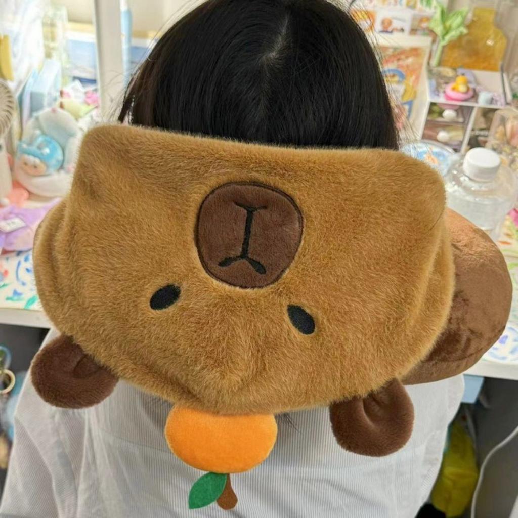 Подушка для шеи Capybara Hat, аниме-фигурка с капюшоном, U-образная подушка, мягкая и портативная, снимает напряжение шеи для путешествий