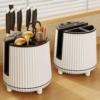 1 шт. вращающийся держатель для ножей, держатель для хранения ложек, палочек для еды, вилок, кухонное хранилище, полка для слива посуды, домашний органайзер