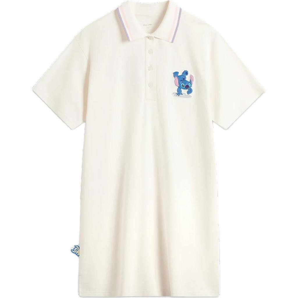 Li Ning X Disney Collaboration Stitch Series Cartoon Letter Comfortable Breathable Versatile Casual Sports Short Sleeve Dress Women Dress ASKU068-5