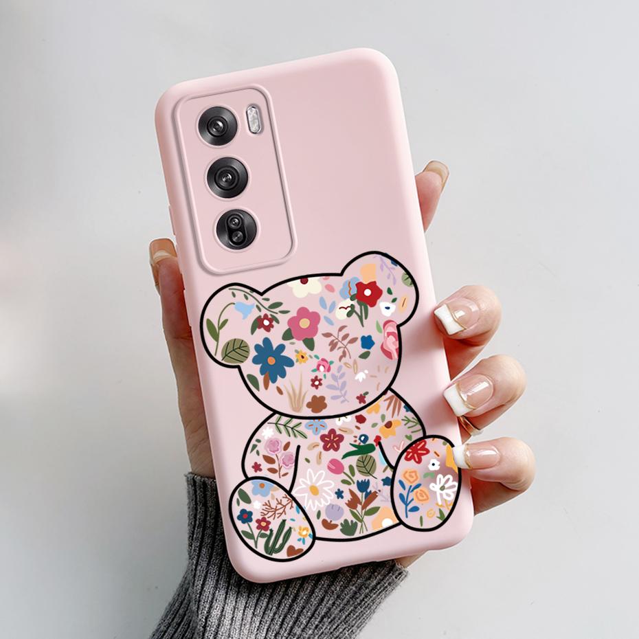 Чехол для OPPO Reno 12 Pro Милый Мультяшный Медведь Лягушка Задняя Крышка Матовый Силиконовый Мягкий Чехол для Телефона Для OPPO Reno 12 Reno12 Pro 5G Fundas
