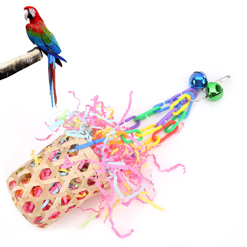 Bird Chewing Toys Colorful Shredder Basket Chewing Toys Foraging Hanging Basket for Parrots