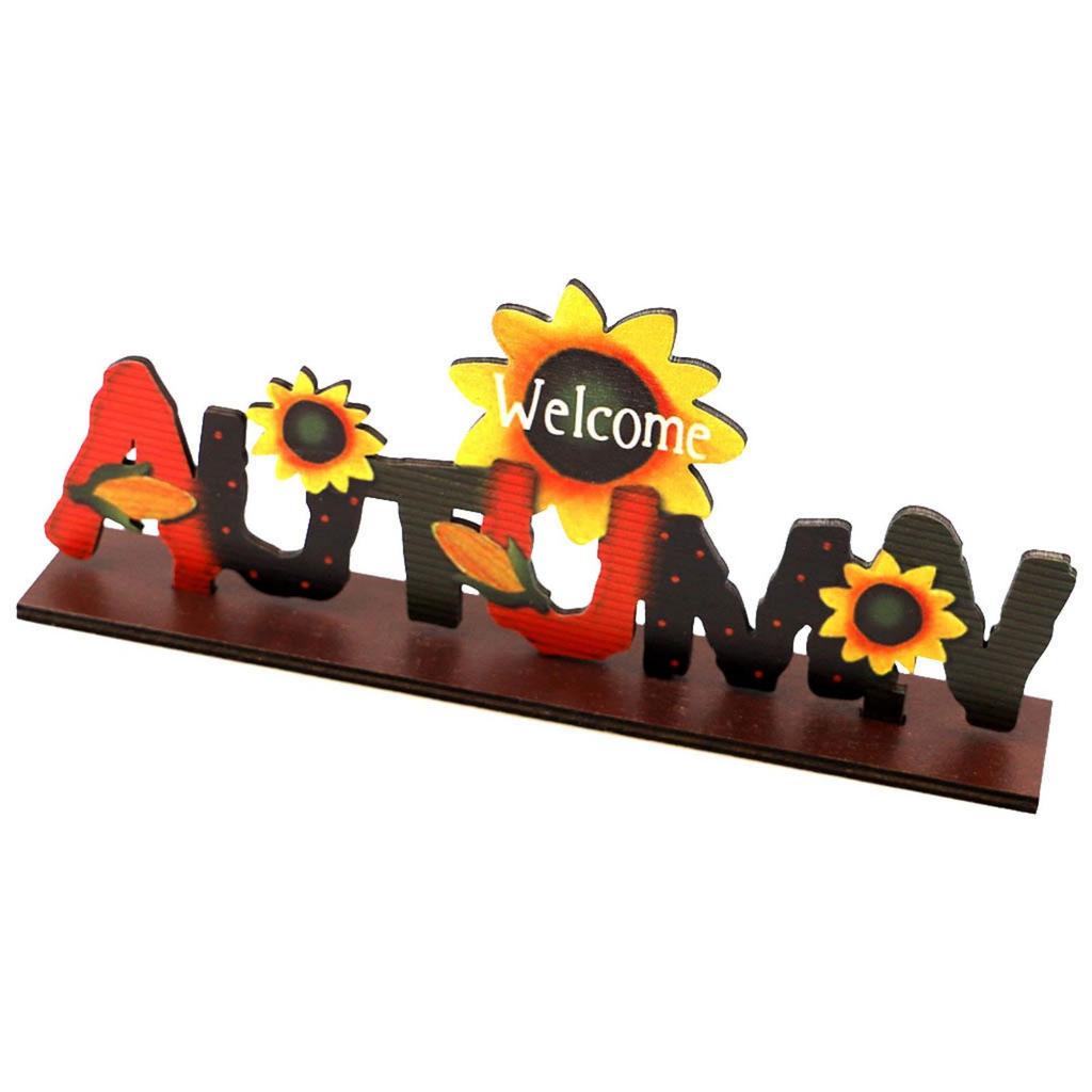 Wooden Happy Bumper Festival Table Decorations Maple Leaf Sunflower Table Ornaments Halloween Sign Fall Party Decoration