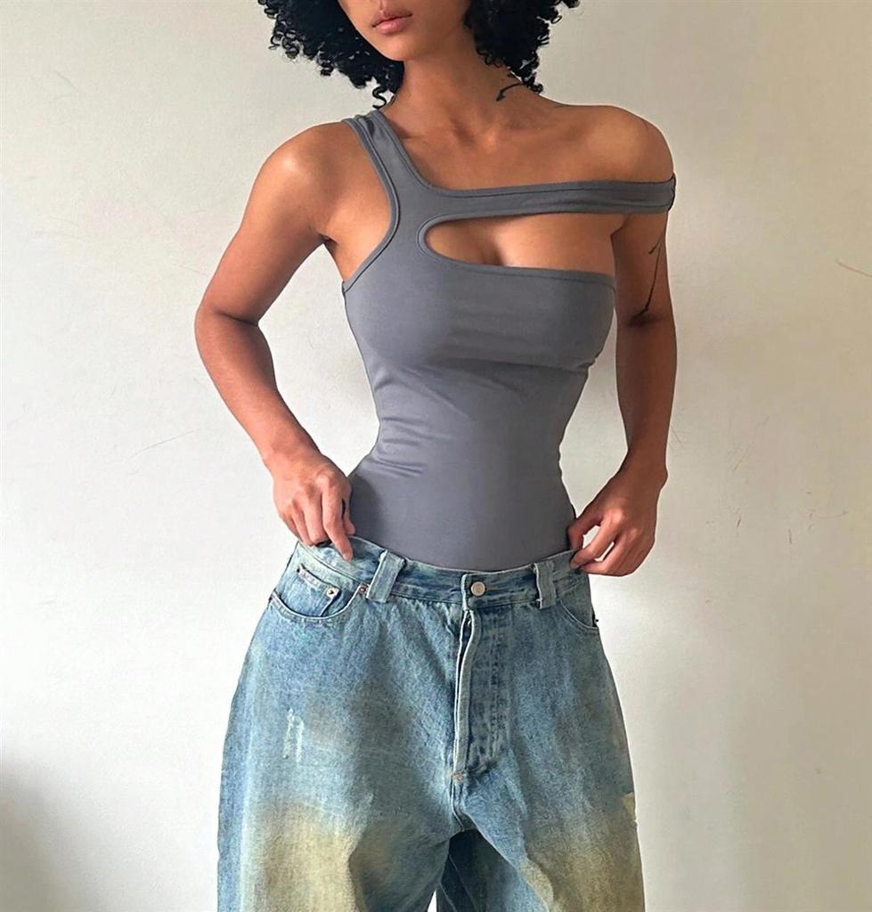 European and American Women's Square Neck Sexy Slim Fit Inner Top, Spicy Girl Backless Vest Design Sense Jumpsuit