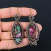 Ruby In Zoisite  Handmade Copper Wire Wrap Jewelry Earring 3.23" L0b84