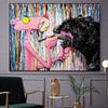 Modern Street Graffiti Art Canvas Painting Pink Panther Posters and Prints Wall Pink Leopard Picture for Living Room Home Decor