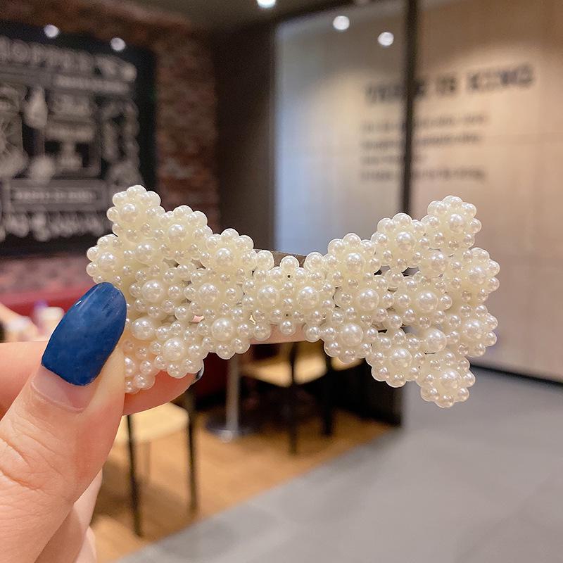 Корейская шпилька для волос со стразами и жемчугом для женщин: Элегантная боковая заколка для челки