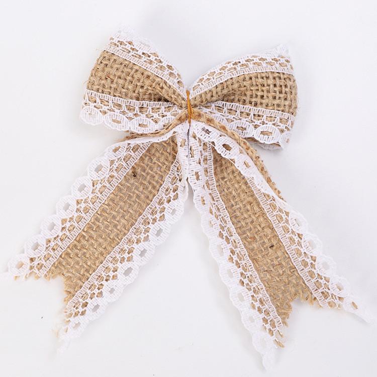 Рождественский бант декор из льняной ткани ручной работы праздничный DIY домашние принадлежности для вечеринки