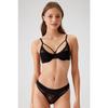 Черный 4660 Robinetta на косточках, кружевной бюстгальтер без косточек с чашечками и стринги / комплект необычного нижнего белья