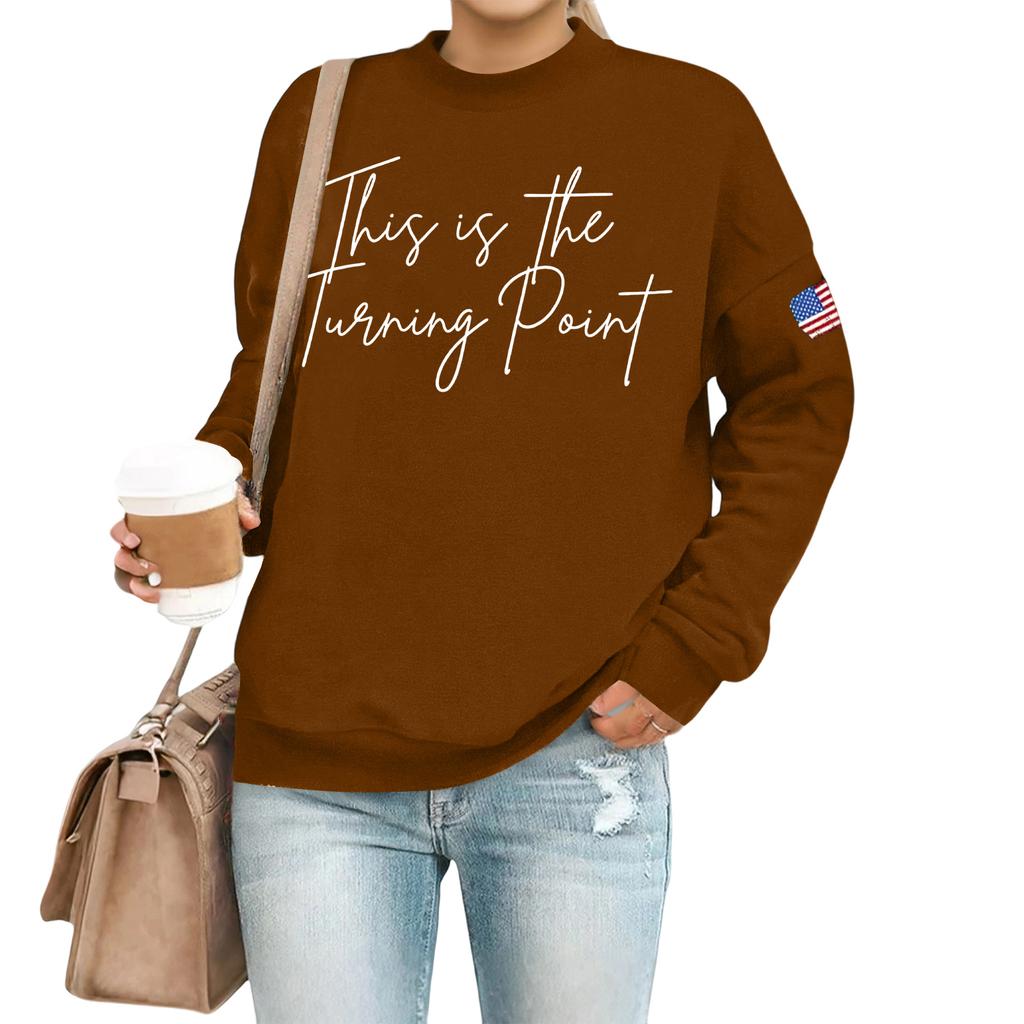 Women's Casual Fashion Round Neck Long Sleeve  Printed Sweatshirt