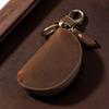Multi-Color Key Case with Carabiner Crazy Horse Leather Key Storage Bag Leather Key Holder  Car Key