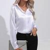 Elegant Satin Shirt Fashion Long Sleeve Women Clothing Casual Solid Silk Blouses Autumn Turn-down Collar Lady Tops
