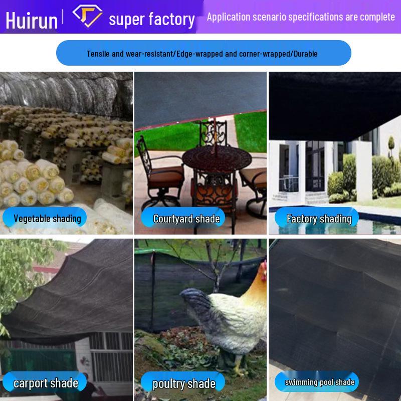 Black Outdoor Shade Net: Anti-Aging, Heat-Insulating, Thickened Sunscreen with Edging and Punch Holes