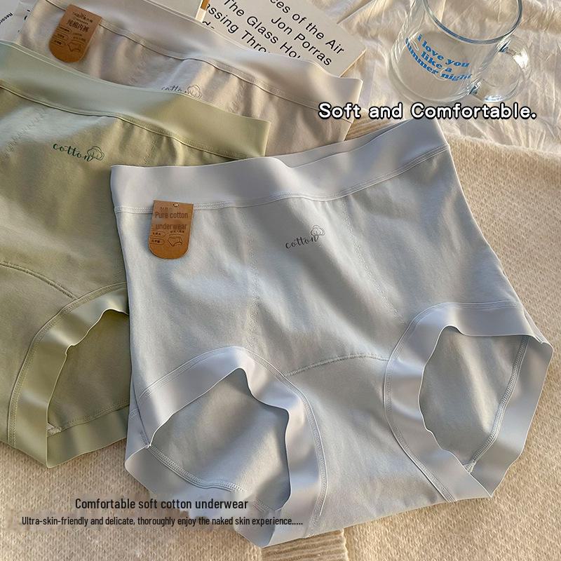 Женские трусы-брифы из мягкого однотонного антибактериального чистого хлопка с высокой талией