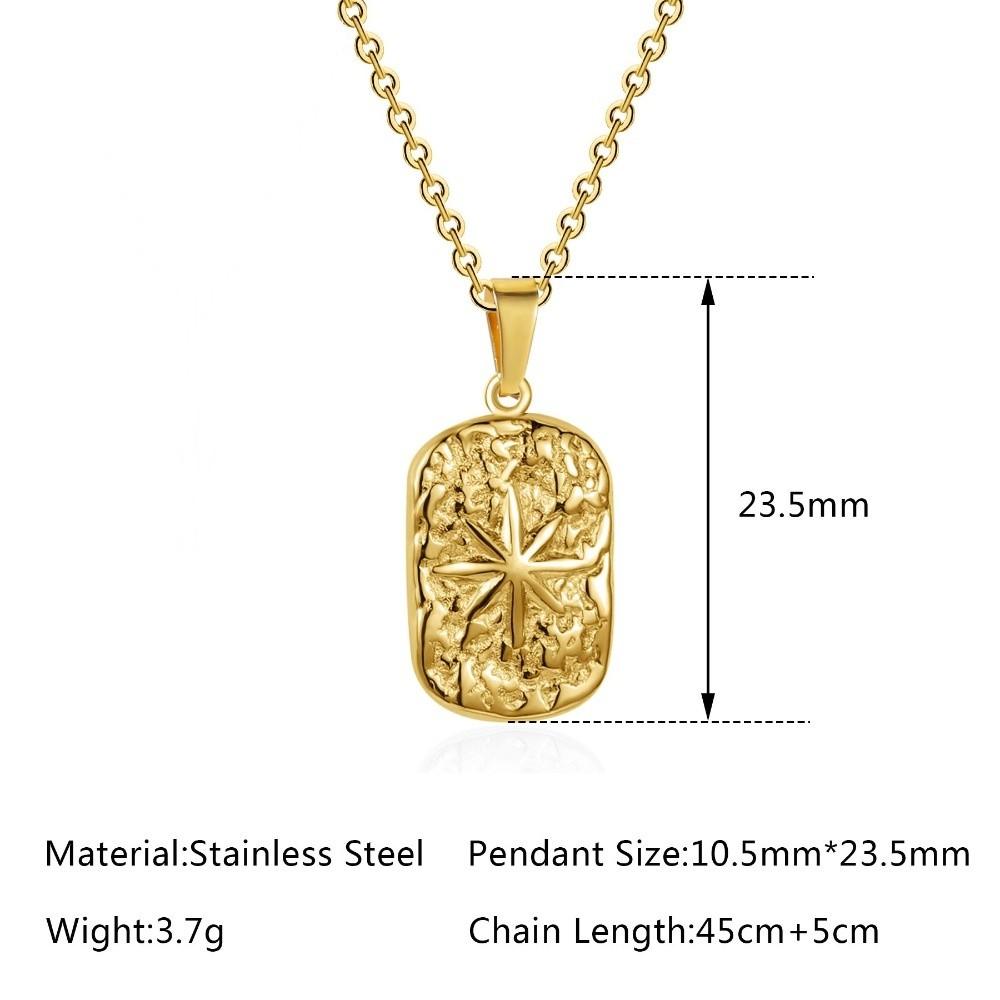 Non Fading Compass Pendant Necklace Silver Color Geometric Pendant Necklace for Men Women
