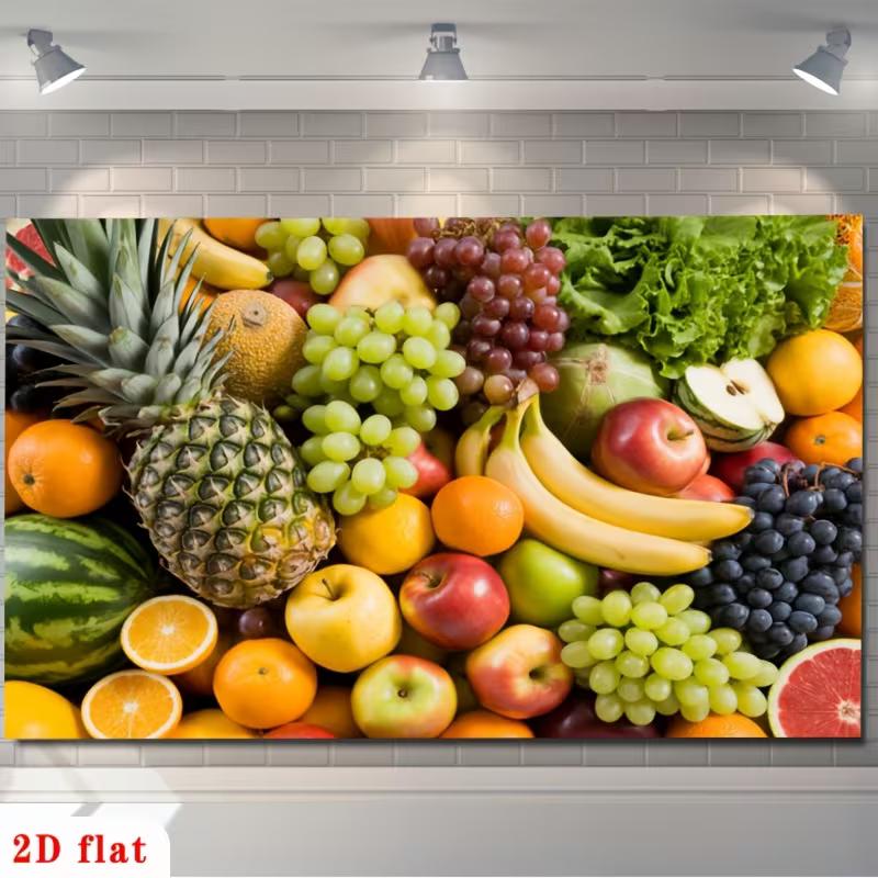 2D Тропический Фруктовый Микс Фон для Фотосессии Еды и Кухни