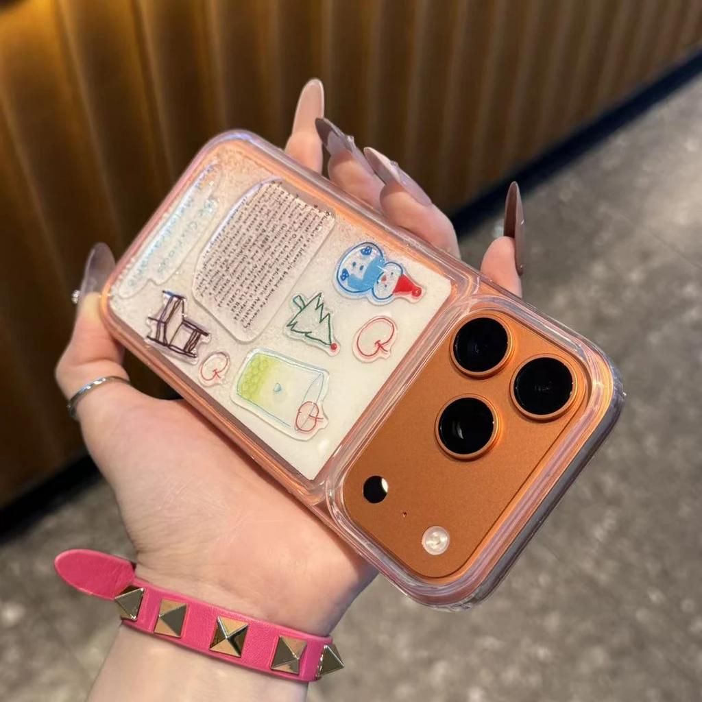 Ins осенне-зимняя наклейка-снеговик для DIY чехла для мобильного телефона Apple 17Promax IP16 снежинка с блестками 15 креативная 14