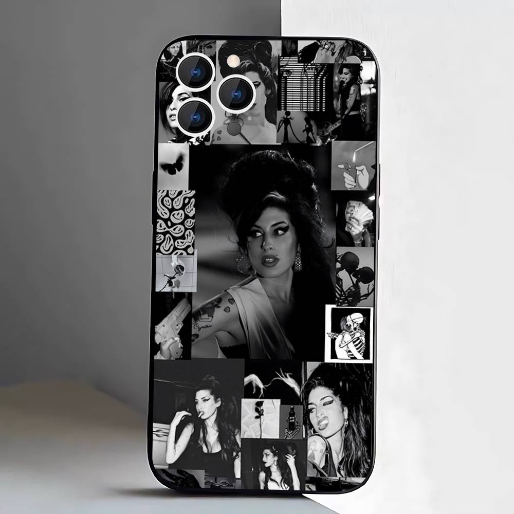 Чехол для телефона Amy Winehouse Для iPhone 17,16,15,14,13,12,Pro,Max,Plus,E,SE4,Air,Mini Черный Мягкий Короб