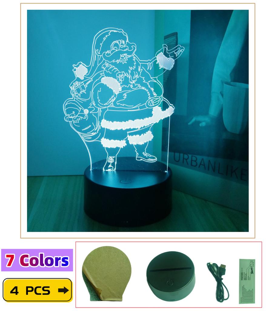 Светодиодный ночник 3D лампы Иллюзия Стич Рождественская елка Дед Мороз Снеговики Детский ночник Лампа для декора дома Детская игрушка Рождественские подарки