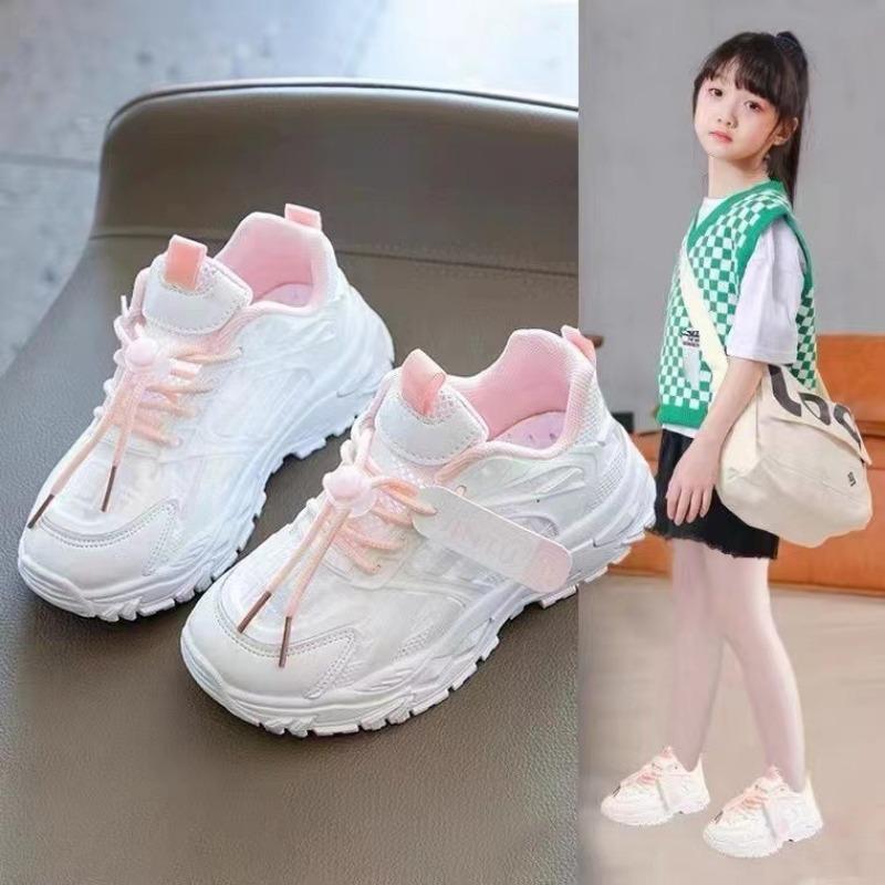 Спортивная обувь для девочек, дышащая сетчатая обувь для пап, новые универсальные белые туфли для мальчиков, повседневная сетчатая обувь для учеников начальной школы