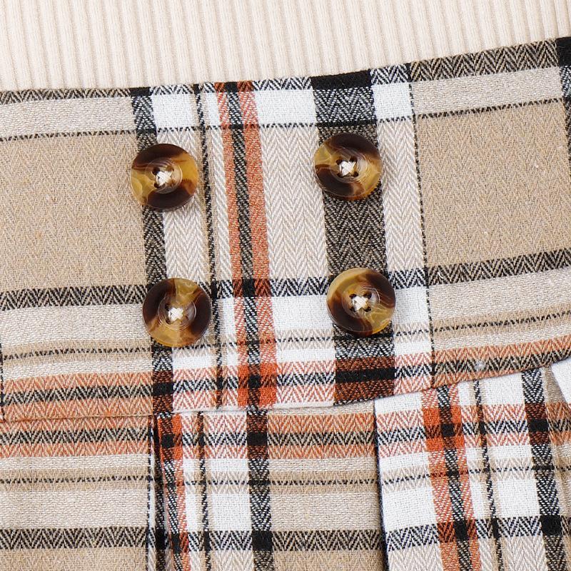 Милый девичий весенне-летний детский топ с лацканами и бантом, с короткими рукавами, и клетчатая короткая юбка, комплект униформы